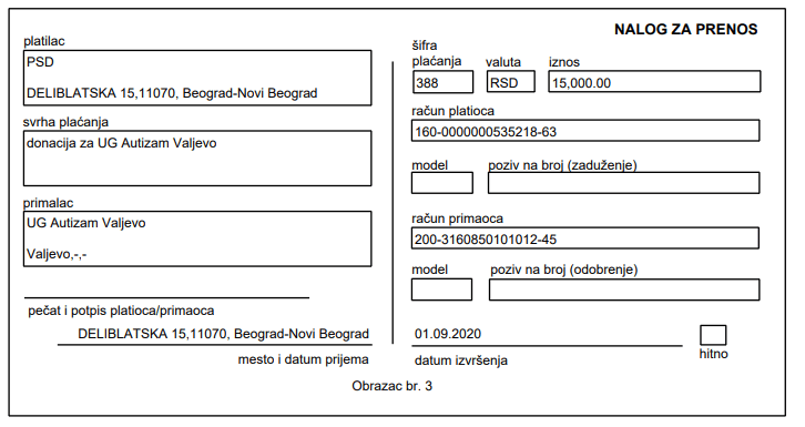 Donacija za udruženje UG Autizam Valjevo 1