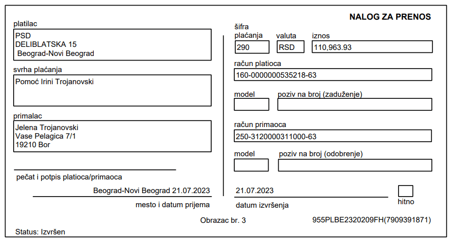 Prikupljeno 110. 963, 93 rsd za Irinino lečenje 2