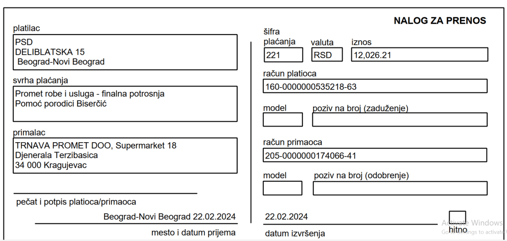 Kupovina namirnica porodici Biserčić 3