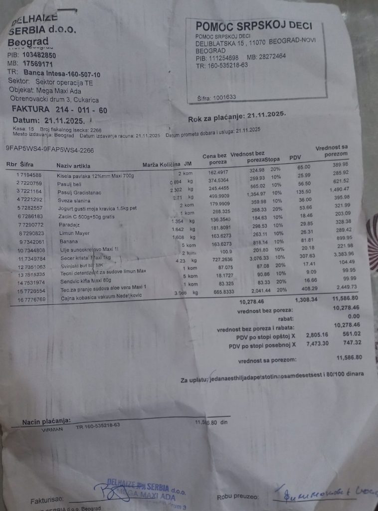 Kupovina namirnica porodici Filimonović 2 Kupovina namirnica porodici Filimonović 2