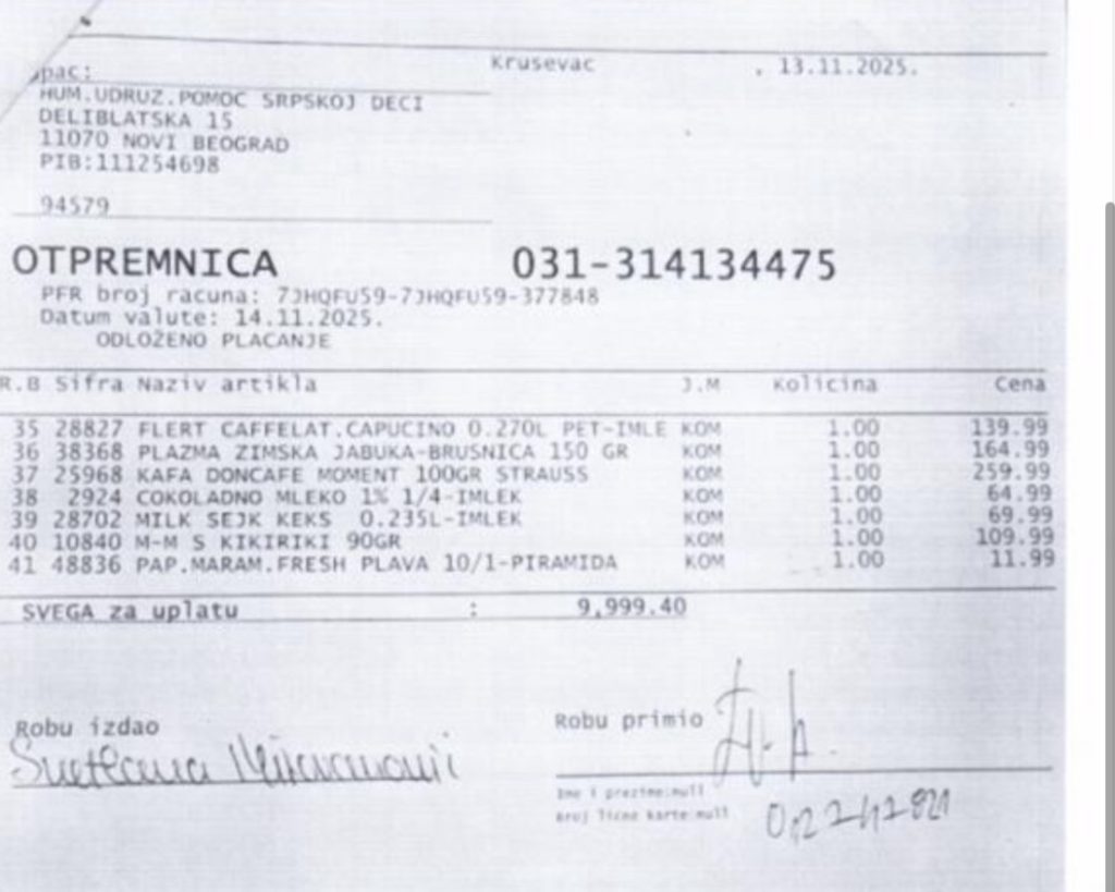 Kupovina namirnica porodici Todosijević / Jeremić 3