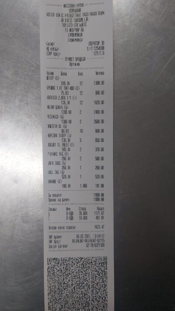 KUPOVINA NAMIRNICA PORODICI RATKOVIĆ 2