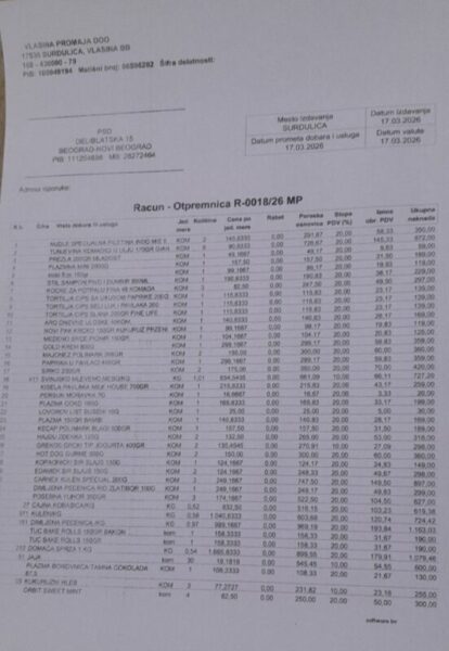 KUPOVINA NAMIRNICA PORODICI STEVANOVIĆ - USPEŠNA AKCIJA 1 Racun KUPOVINA NAMIRNICA PORODICI STEVANOVIĆ - USPEŠNA AKCIJA