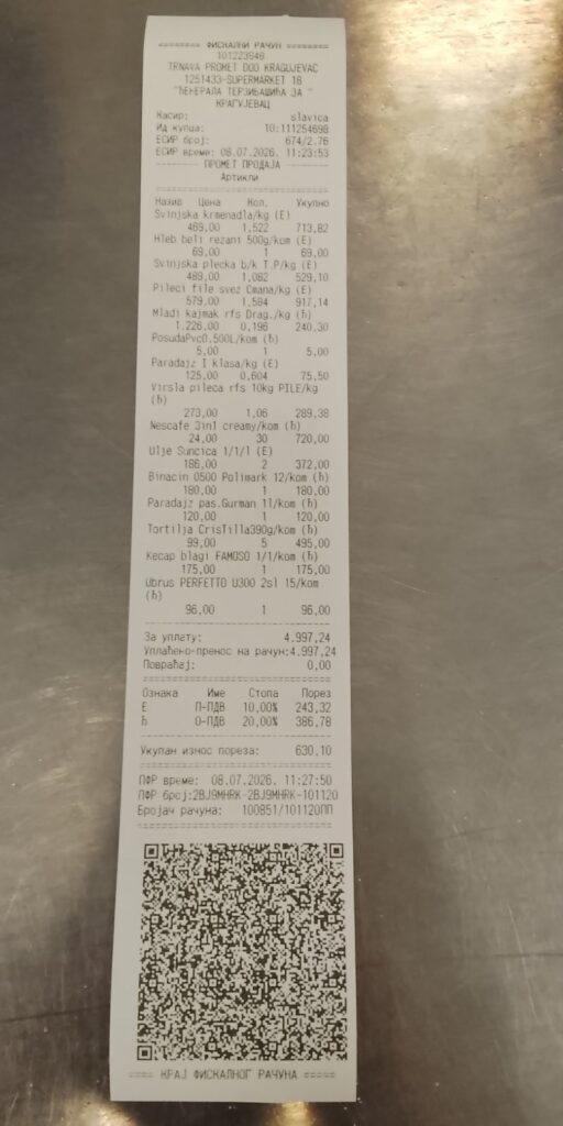 Kupovina namirnica porodici Biserčić - USPEŠNA AKCIJA 2 Kupovina namirnica porodici Biserčić - racun